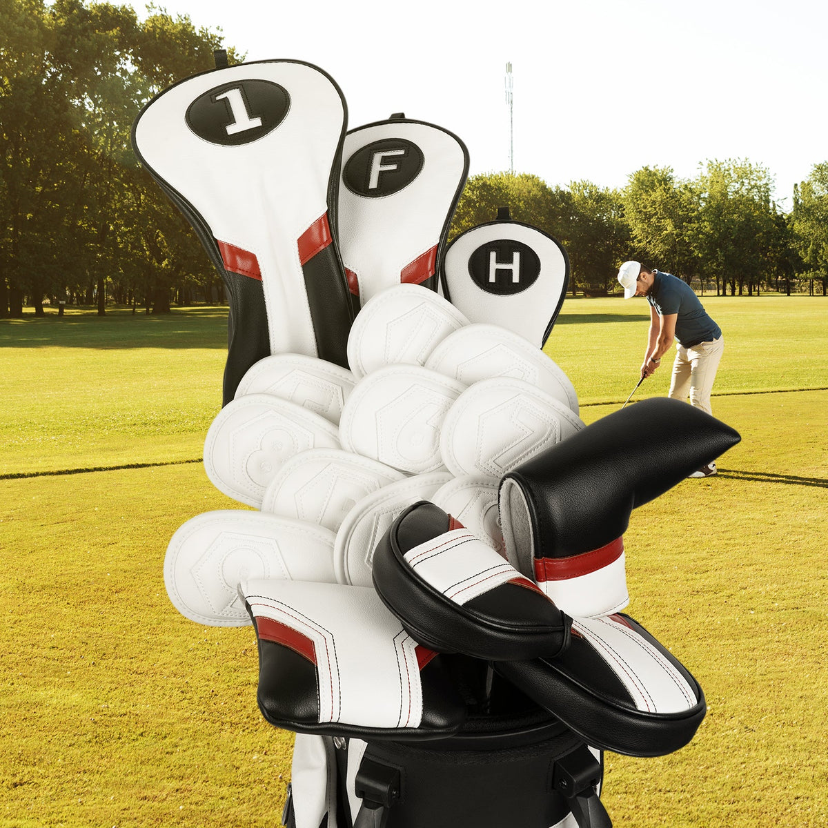 Black Background Red and White Golf Putter Cover