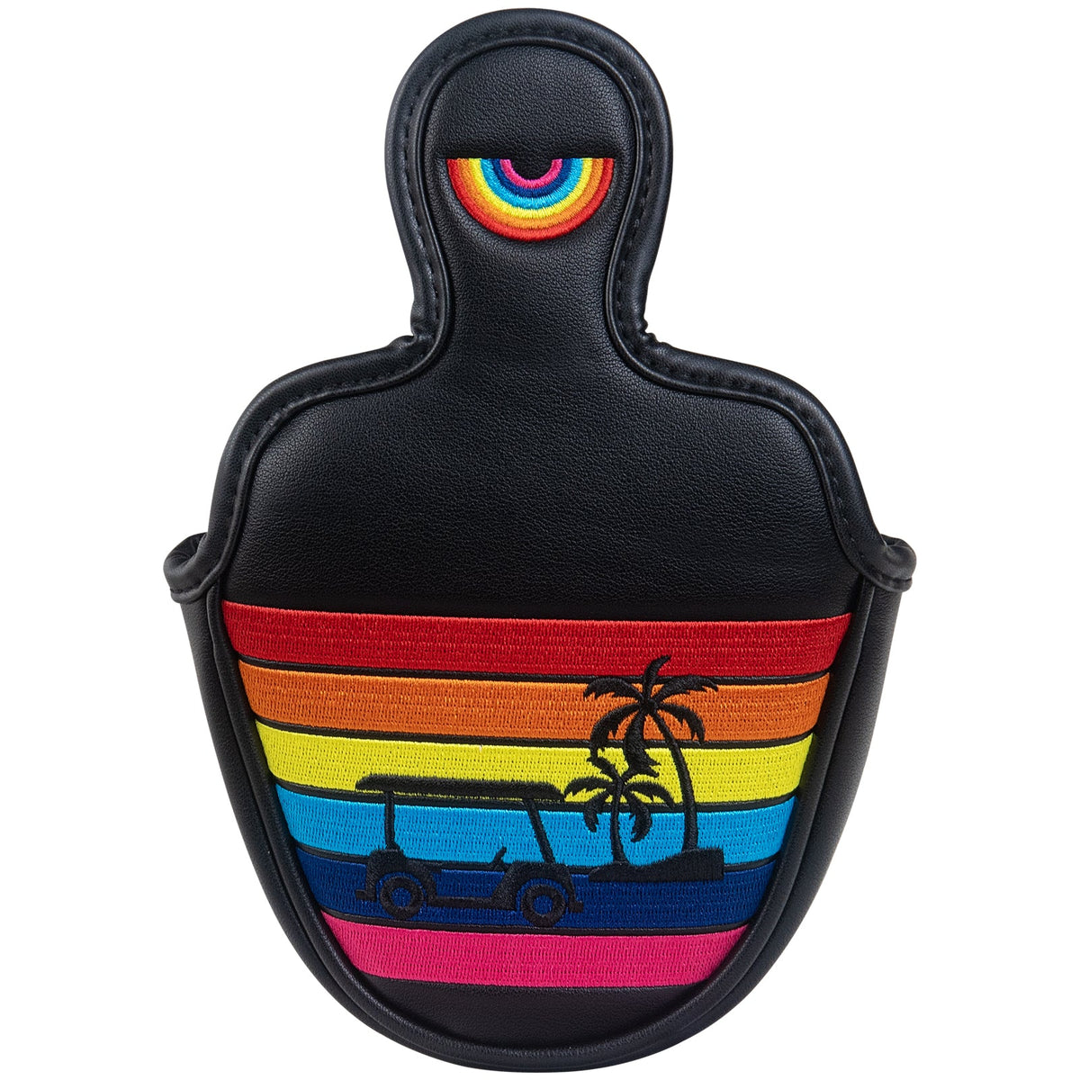 Black Rainbow Coconut Palm Mallet Heel Shafted Putter Head Cover