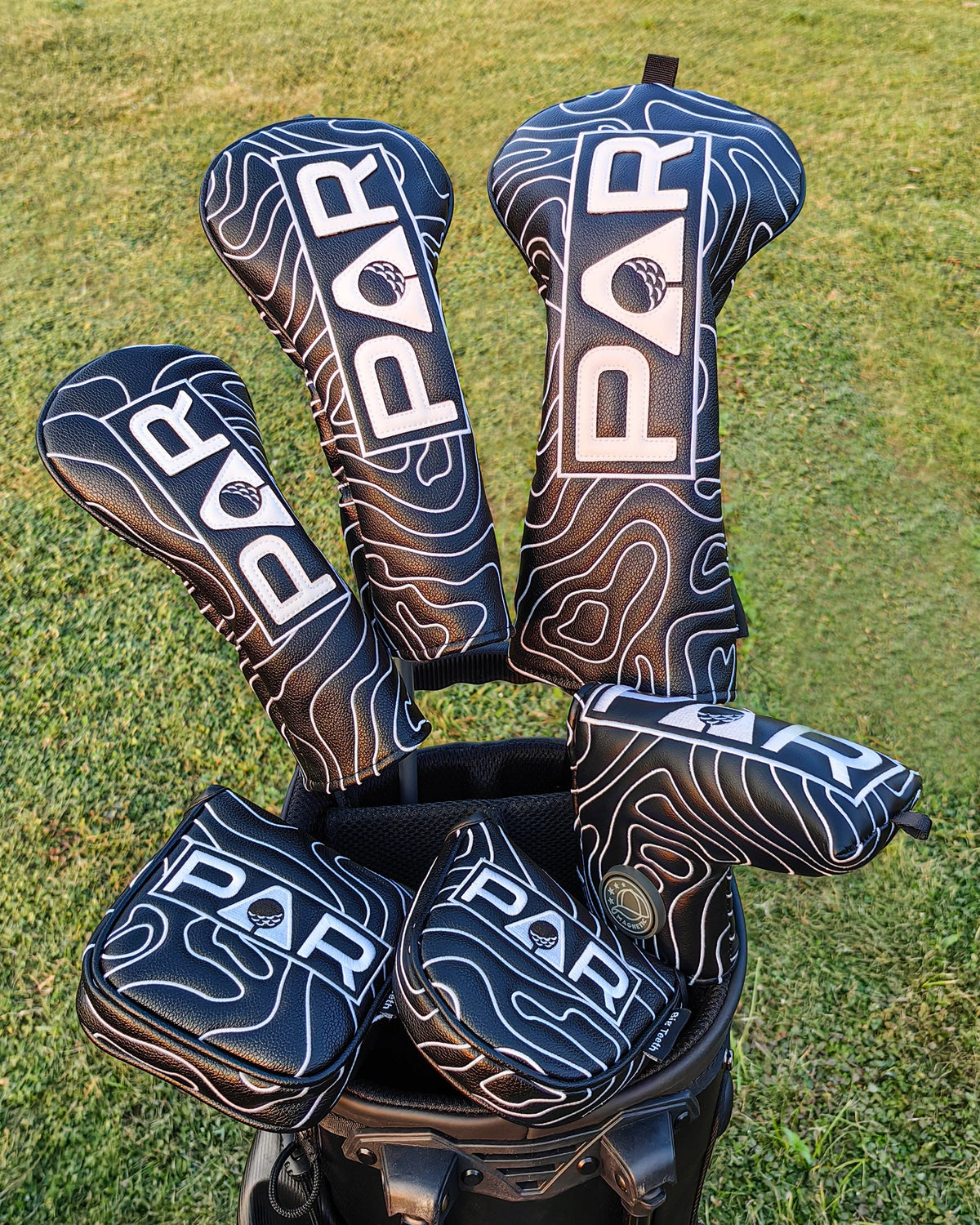 Black Map Pattern PAR Patch Golf Headcover Set