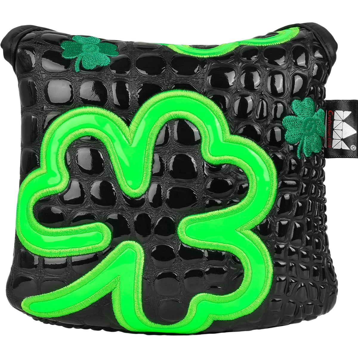 Black PU Crocodile Green Leaf Mallet Putter Head Cover