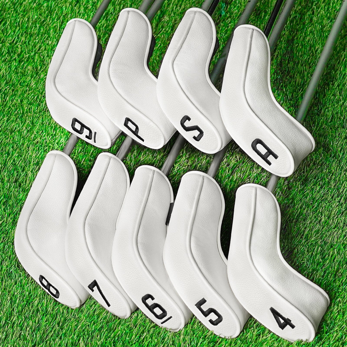 White PU Long Neck Zipper Iron Cover 9Pcs(4-9,P,A,S)