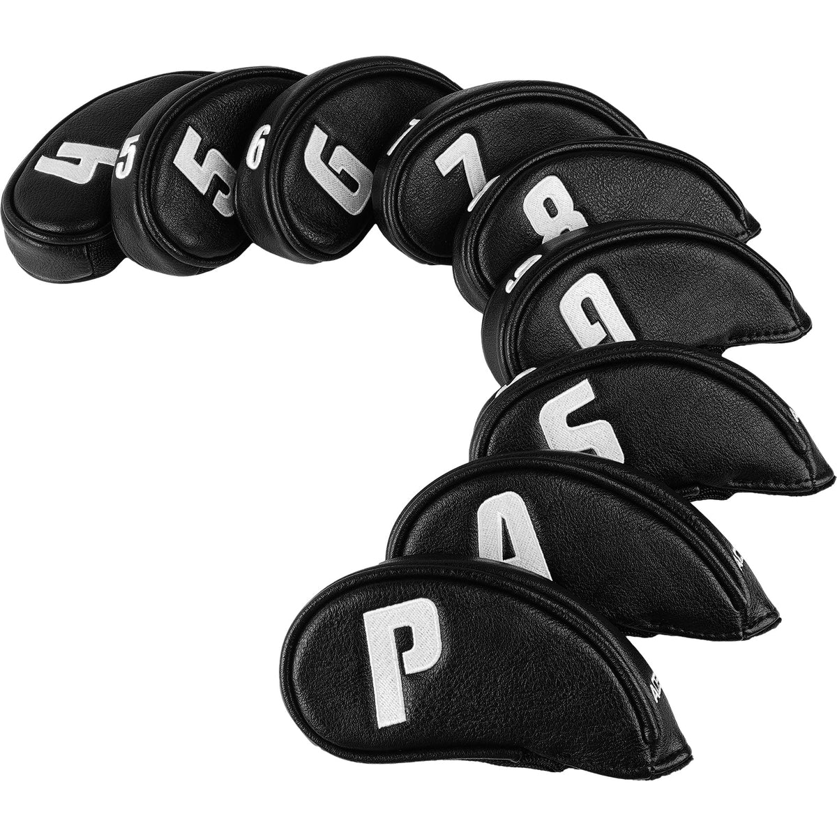 Balck Short Neck Iron Putter Head Cover 9pcs (4-9.P.A.S)