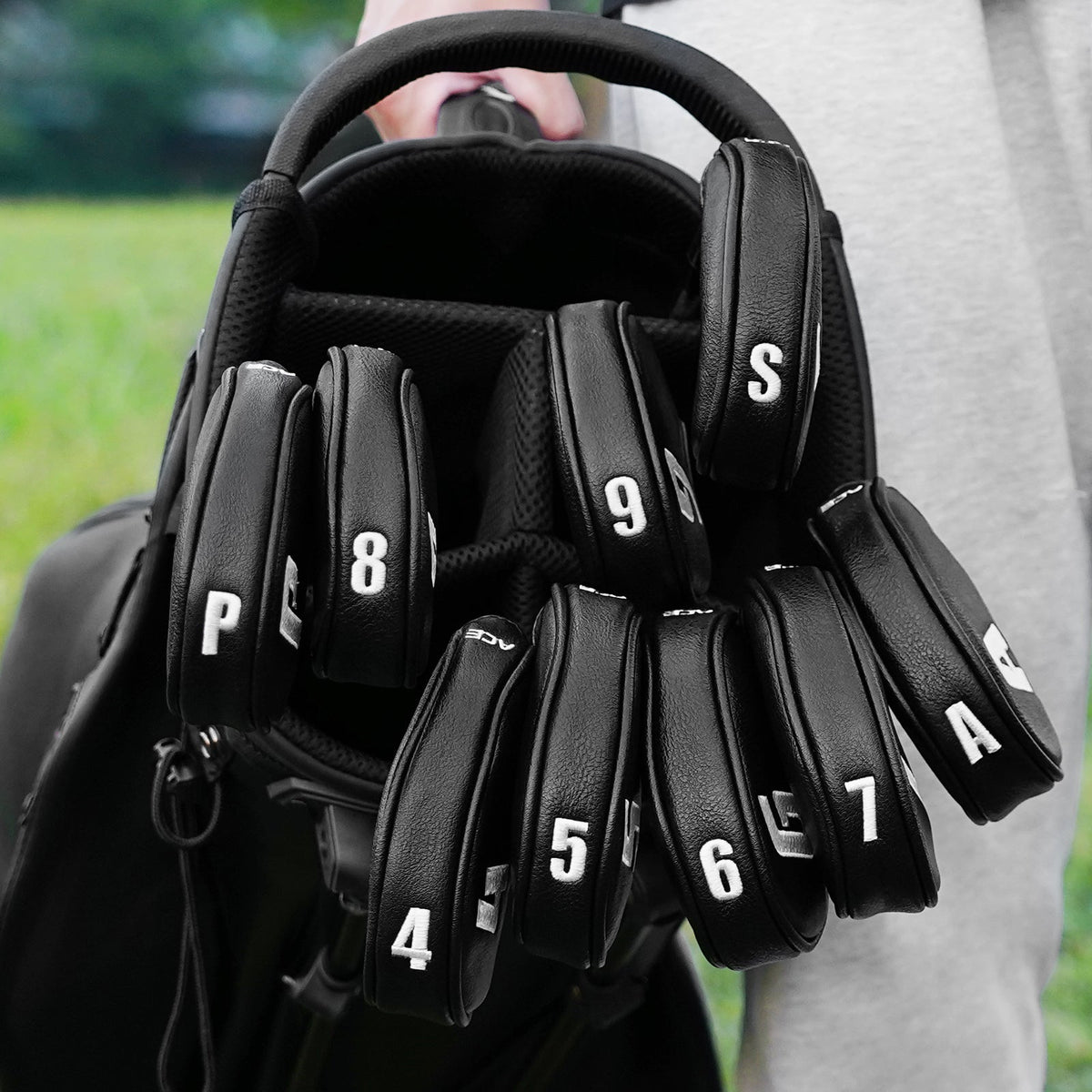Balck Short Neck Iron Putter Head Cover 9pcs (4-9.P.A.S)