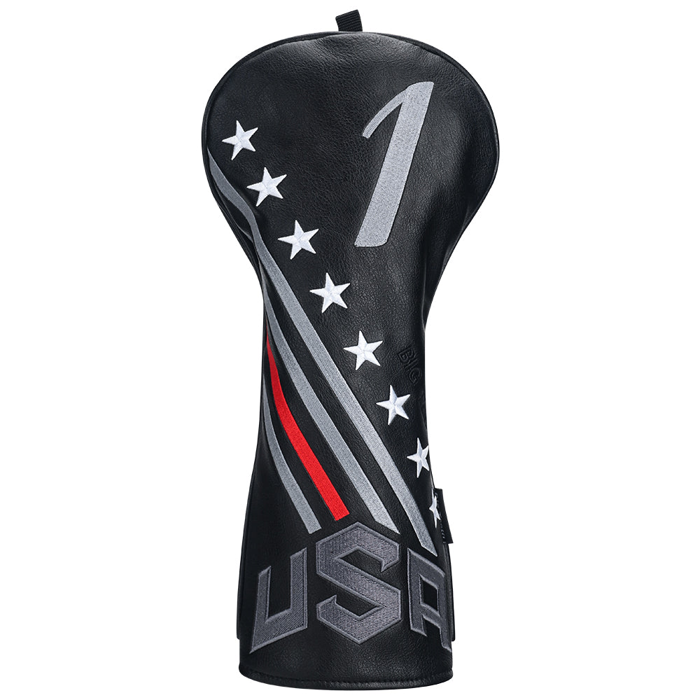 Black White Embroidered Star Golf Headocver Set