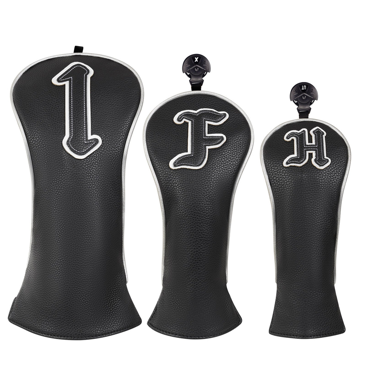 Black Silver Piping Driver Head Cover Set