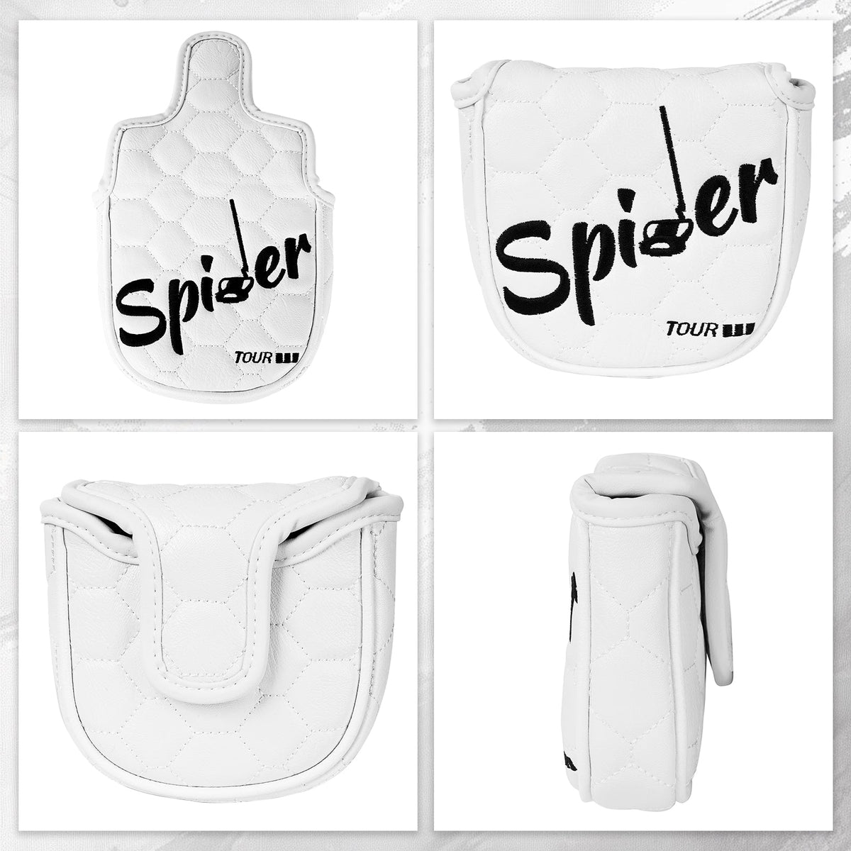 White PU Spider Square Putter Head Cover