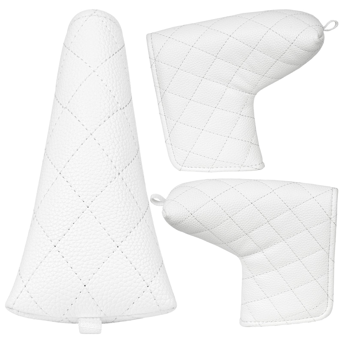 White Black Diamond Litchi Pattern Putter Headcover