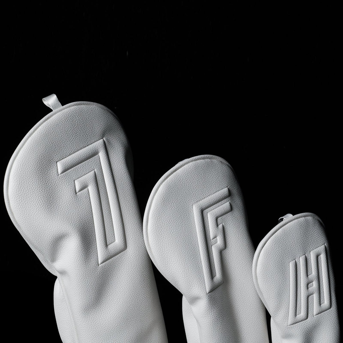 White 3D Embossed Leather Golf Head Covers