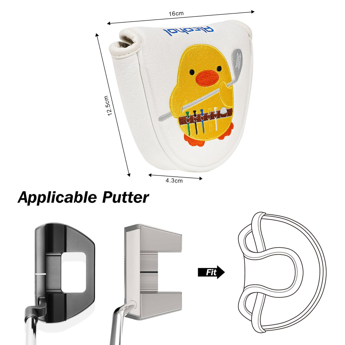 White PU Yellow Duck Mallet Blade Head Cover