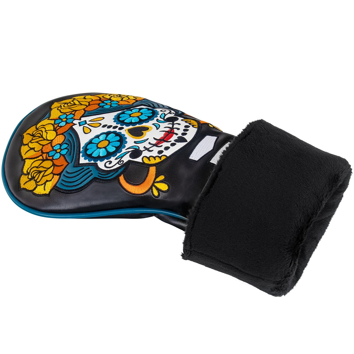 Black Day of the Dead Embroidered Wooden Head Cover
