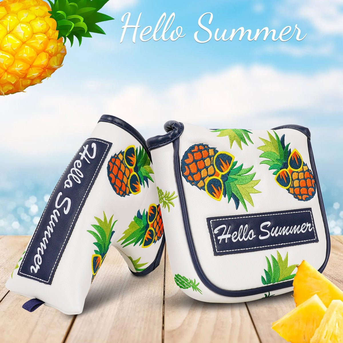 White Eyeglass&Pineapple Square Putter Head Cover