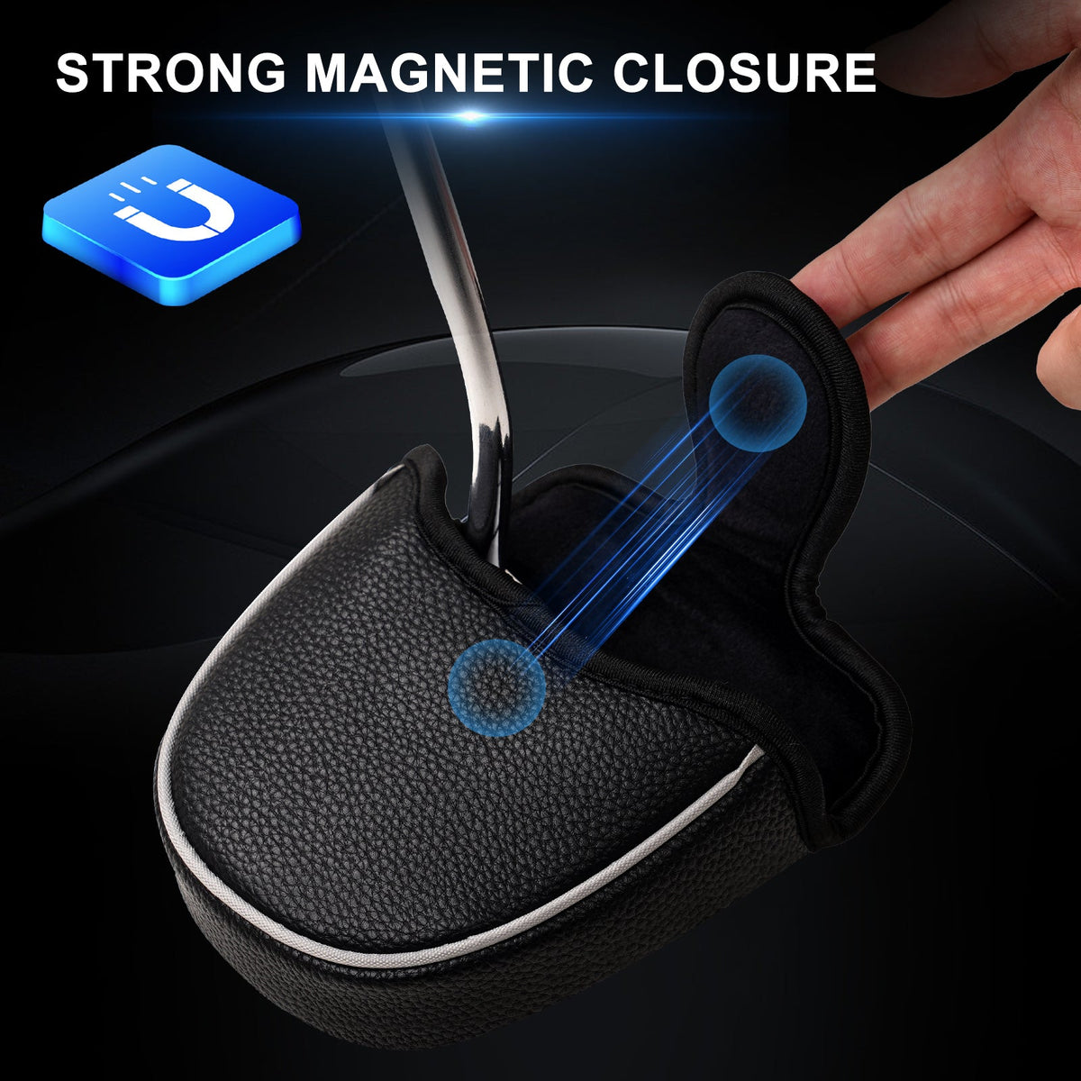 Black Litchi Mallet Putter Head Cover