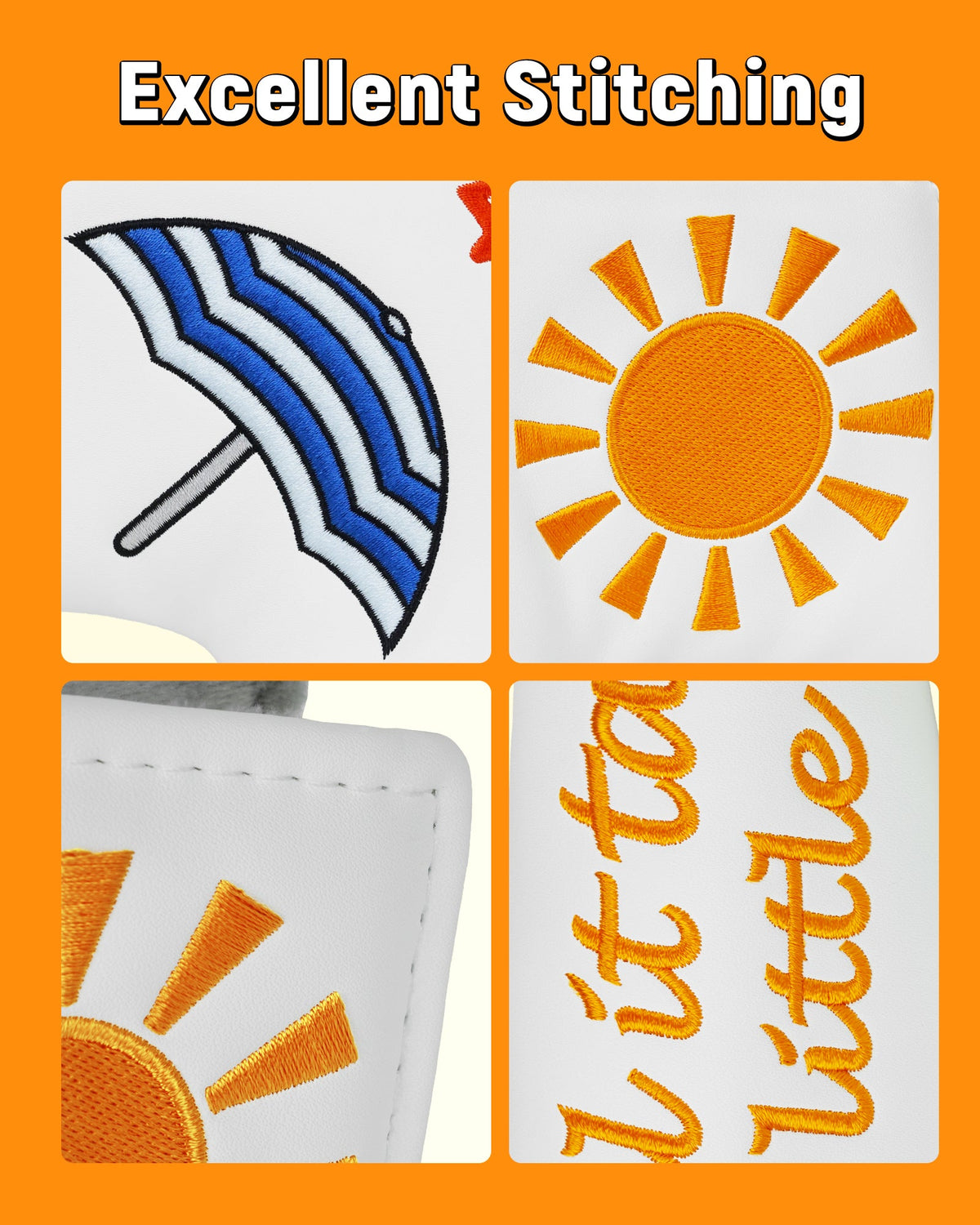 Summer Umbrella Embroidered Magnet Blade Putter Head Cover