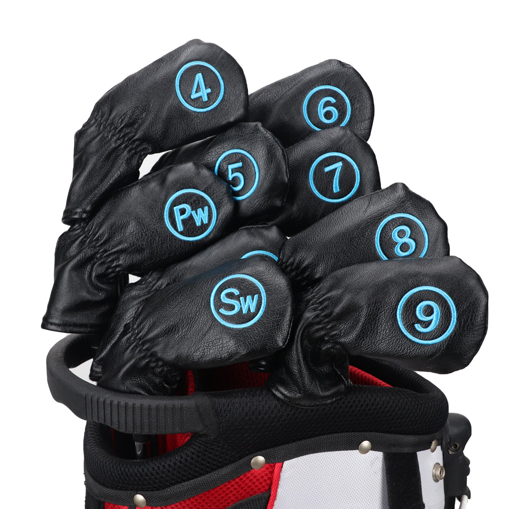 Black PU Blue Stitch Iron Cover 9pcs£¨4-9£¬P,A,S£© Head Cover