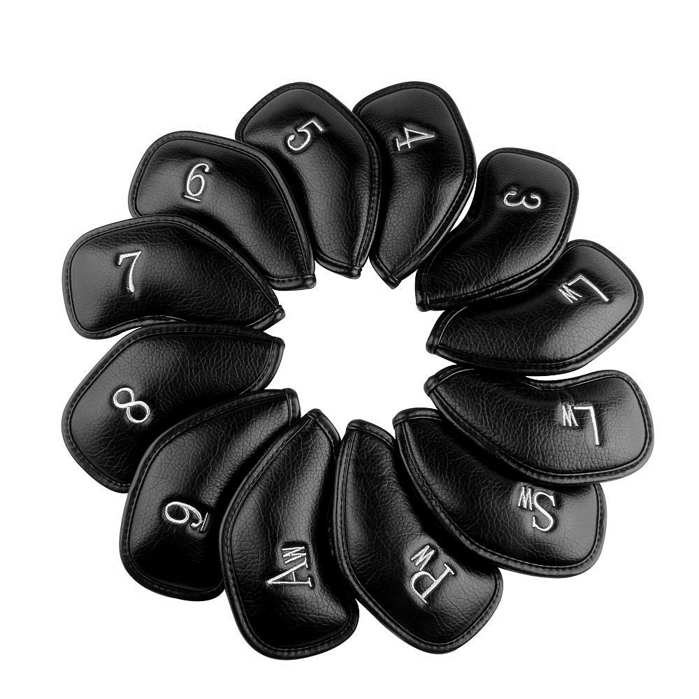 Black PU Iron Cover12pcs (3-9£¬AW,SW,PW£¬LW,LW) Head Cover