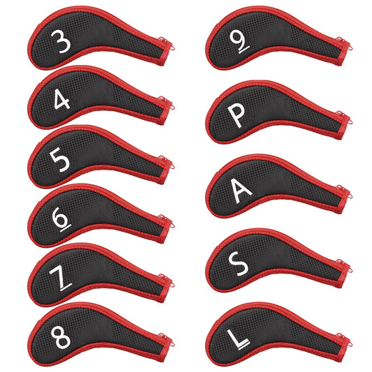 Black& Red Iron Cover With Zipper 11PCS (3-9.P.A.S.L) Head Cover
