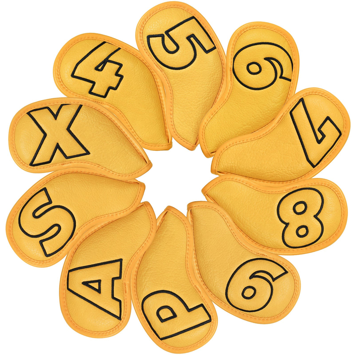 Yellow PU Black Stitch Iron Cover10pcs£¨4-9,P,A,S,X£© Head Cover