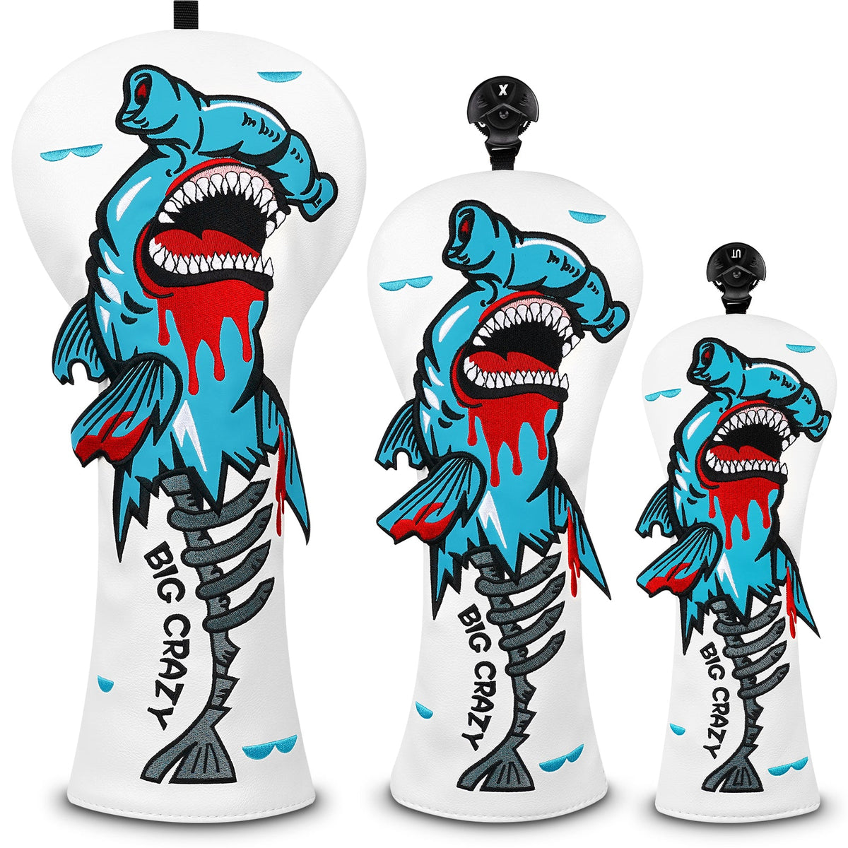 White PU Monster Fish Head Cover Set