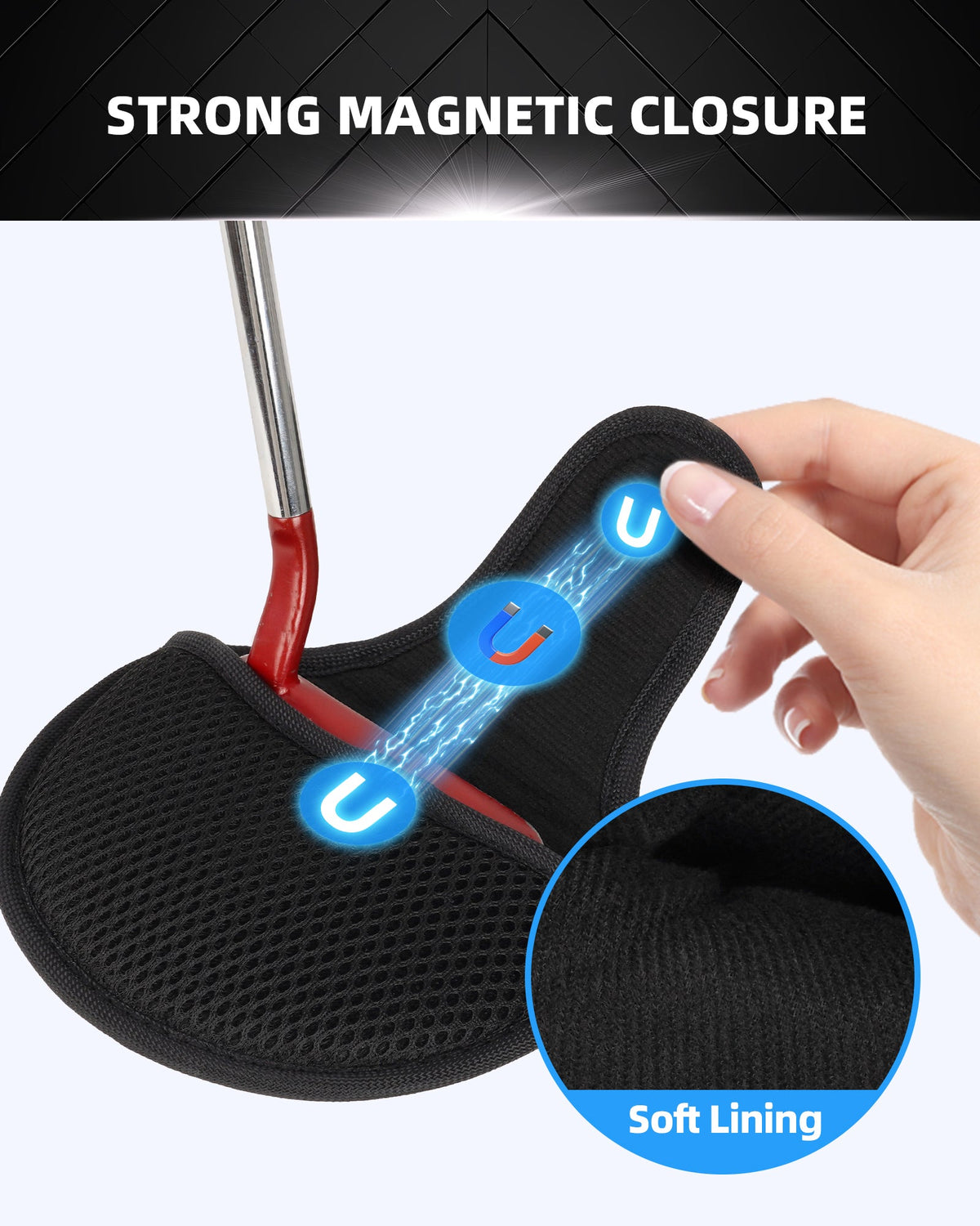 Black Mesh Magnet Golf Putter Headcover