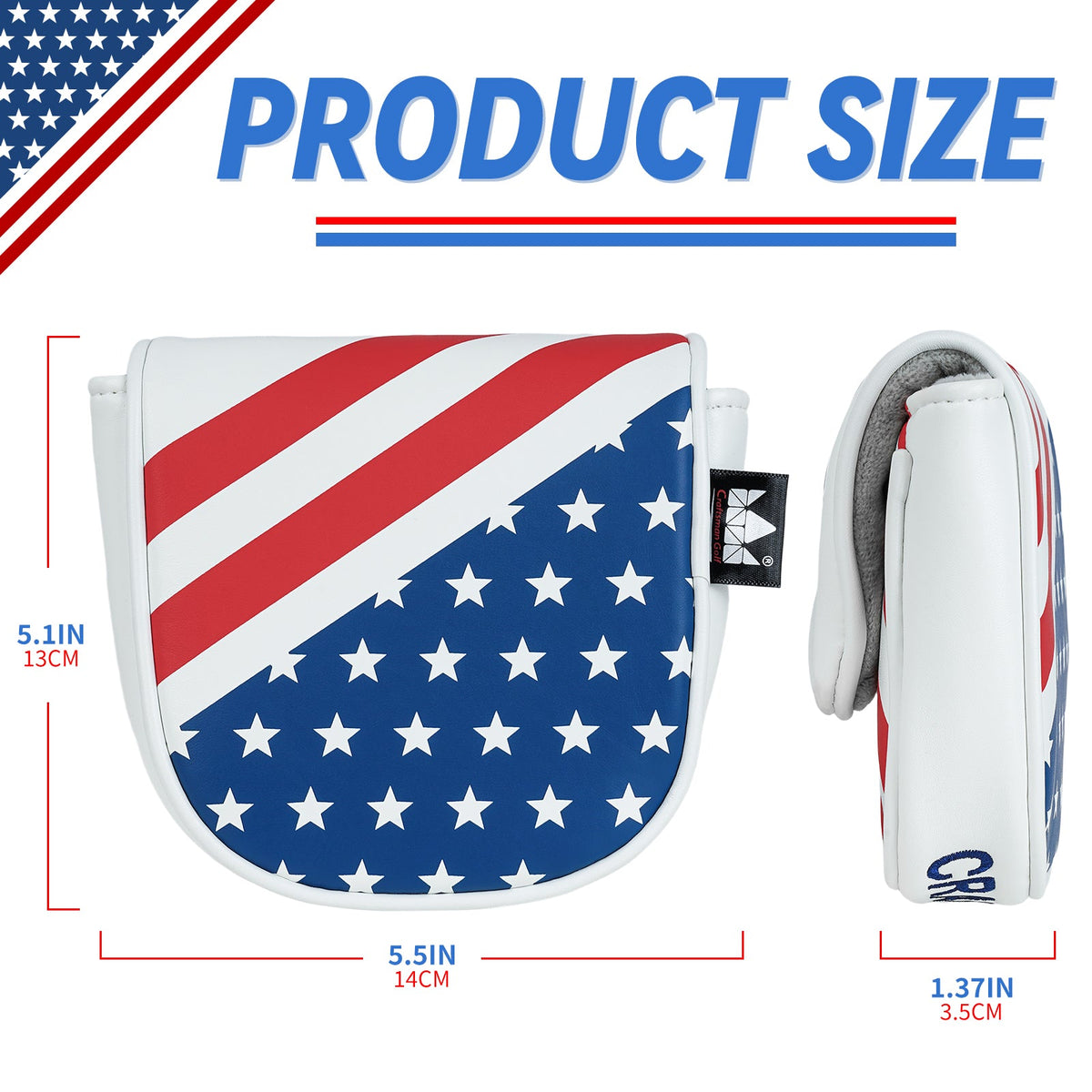 USA Flag DF3 Mallet Putter Golf Head Cover