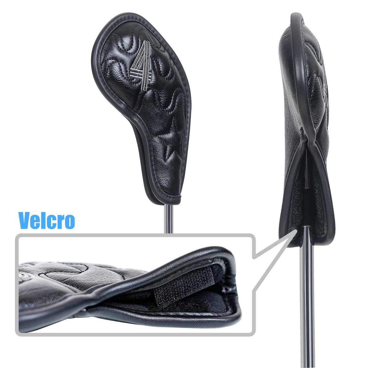 Black Star Embroidery Velcro Iron Headcover Set 10pcs