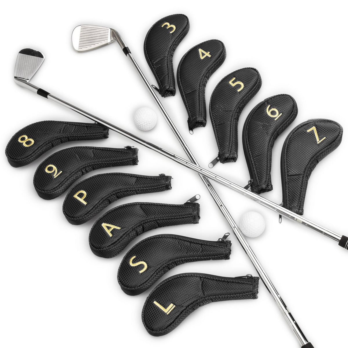 Black Fabric Zipper Iron Headcover 11PCS