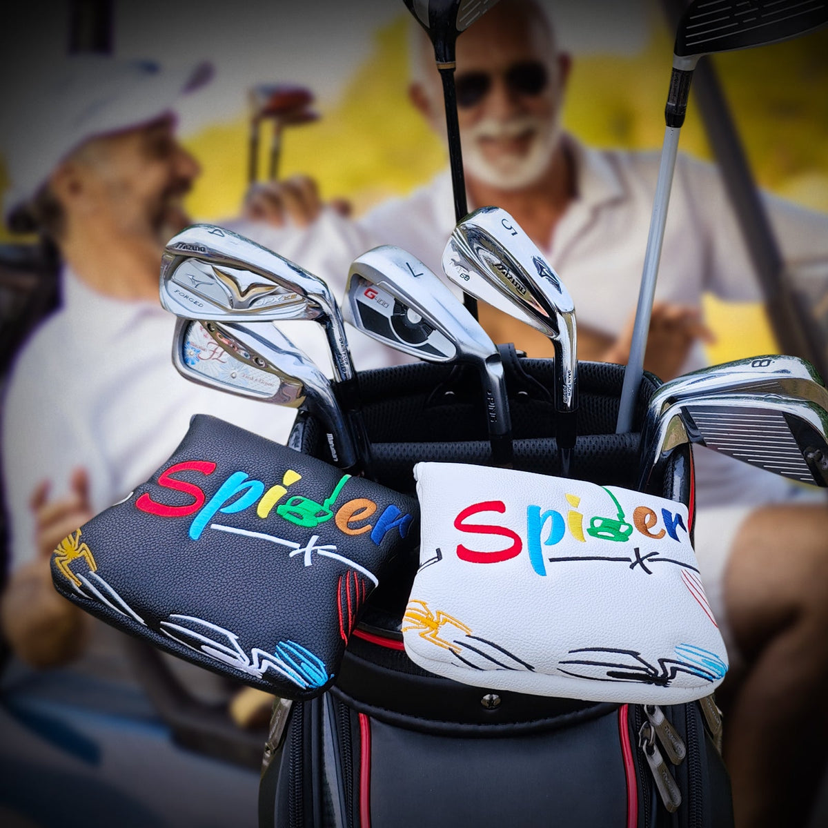 White PU Colorful Spider Square Putter Head Cover