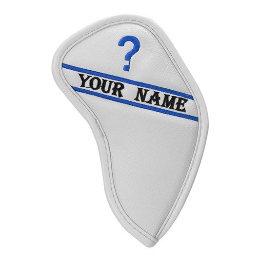 Custom Individual White Leather Iron Head Cover - Craftsman Golf