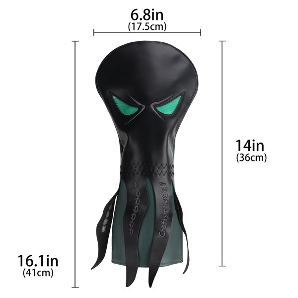 Green Eyes Octopus Pattern Leather Driver Head Cover-Craftsman golf