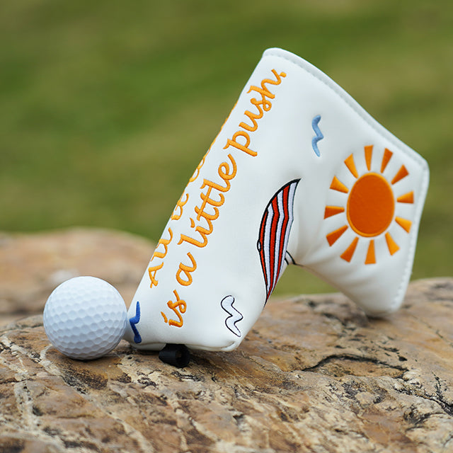 Summer Umbrella Embroidered Magnet Blade Putter Head Cover
