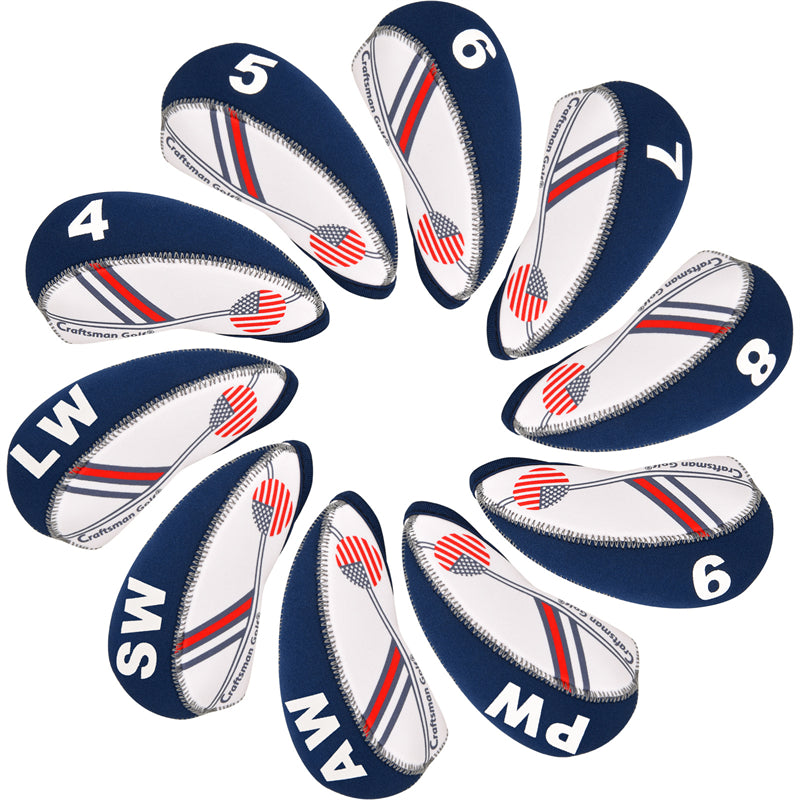 USA Flag Neoprene Iron Head Cover Set-CraftsmanGolf