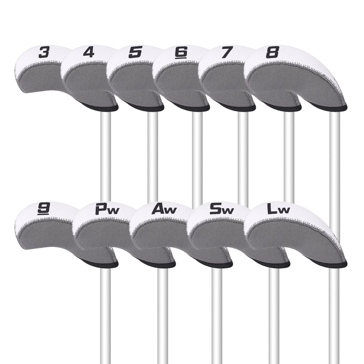 Black Neoprene Iron Head Covers Set 11pcs(3-9, Pw, Aw, Sw, Lw)