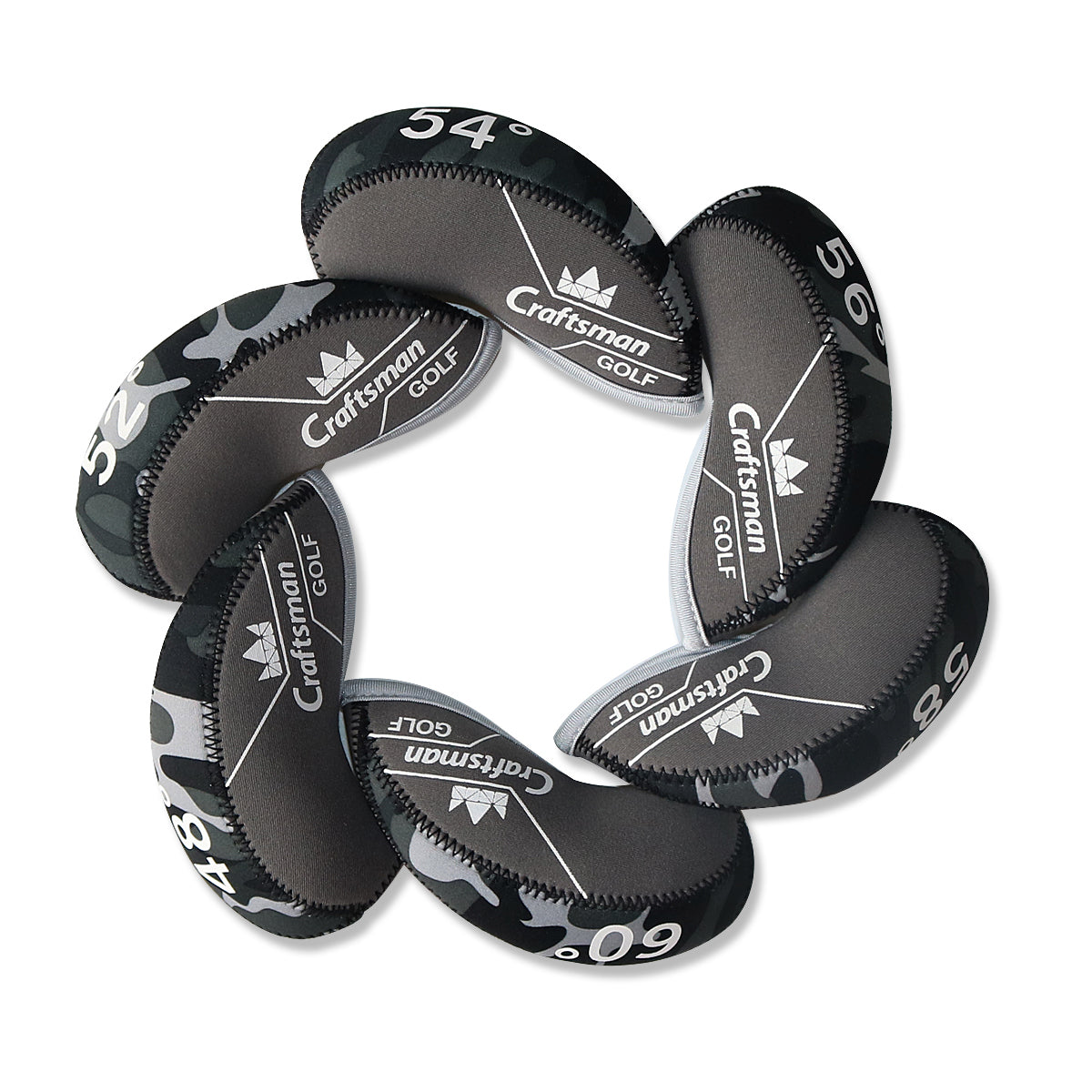 Black Gray Camouflage Iron Headcover set 6pcs