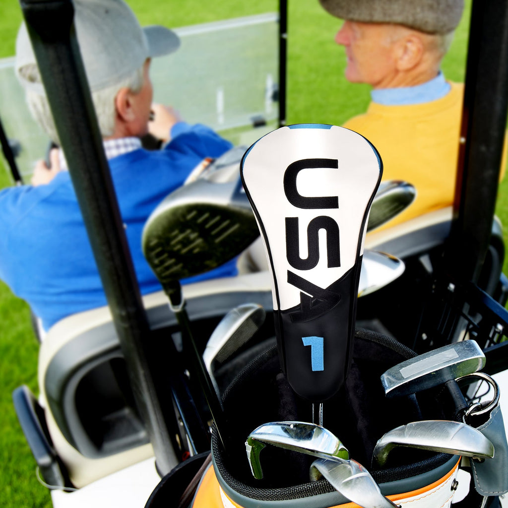 White& Black PU USA Fairway Hybrid Head Cover