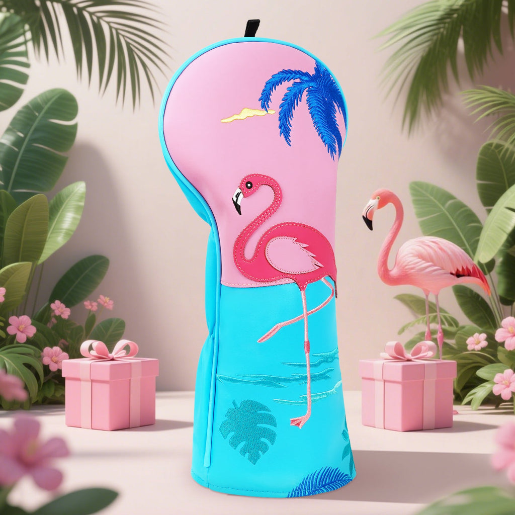 Blue PU Flamingo Driver Golf Headcover