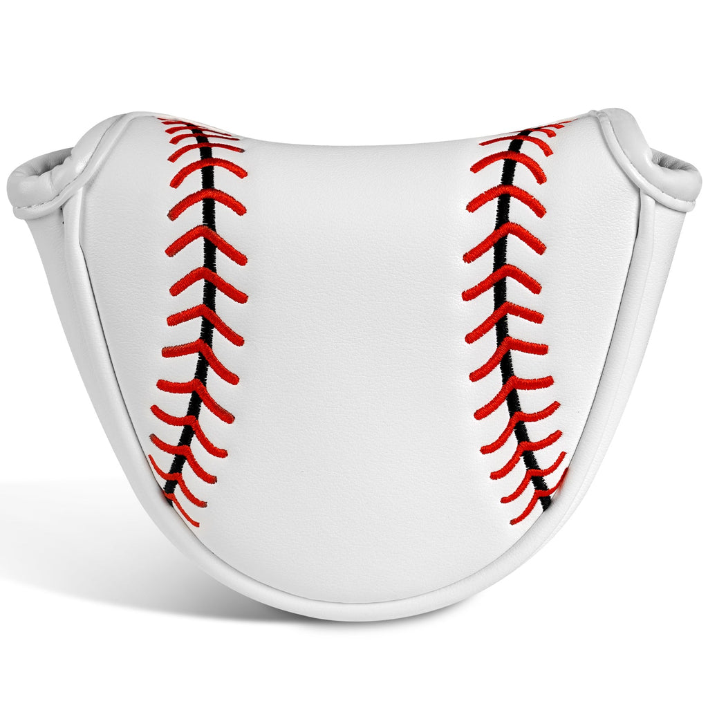 White Embroidered Magnet Single Ear Mallet Putter Cover