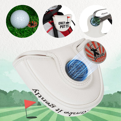 White Flag Only Putts Square Putter Head Cover Headcover
