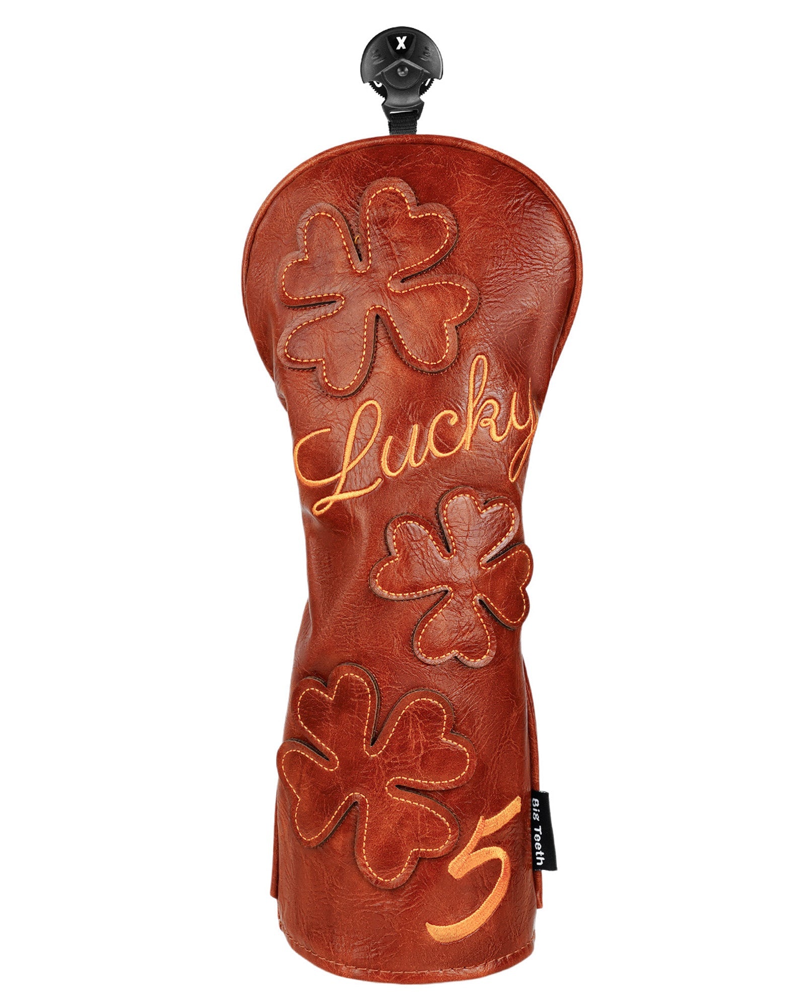 Brown LUCK Clover Golf Head Cover Set