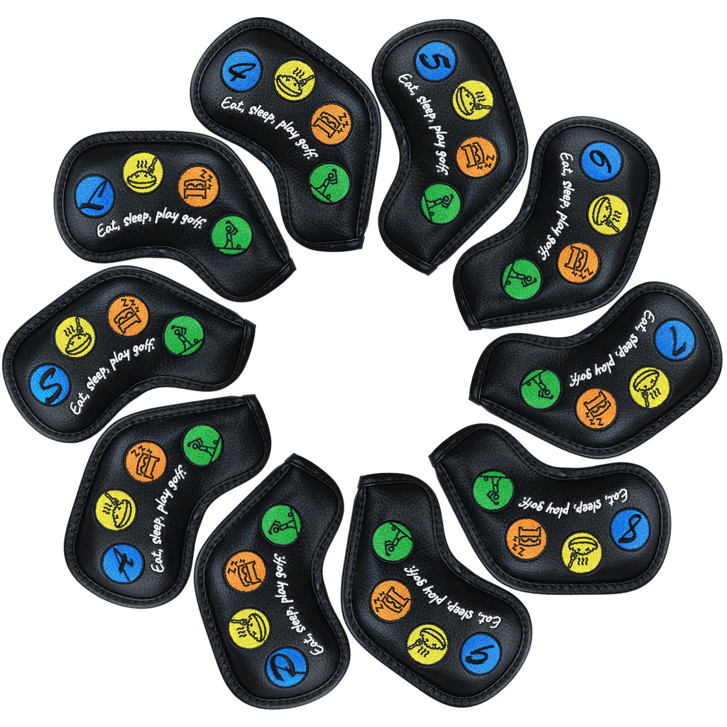 Eat,Shop,Play Golf Iron Cover 10pcs（4-9,P,A,S,L)