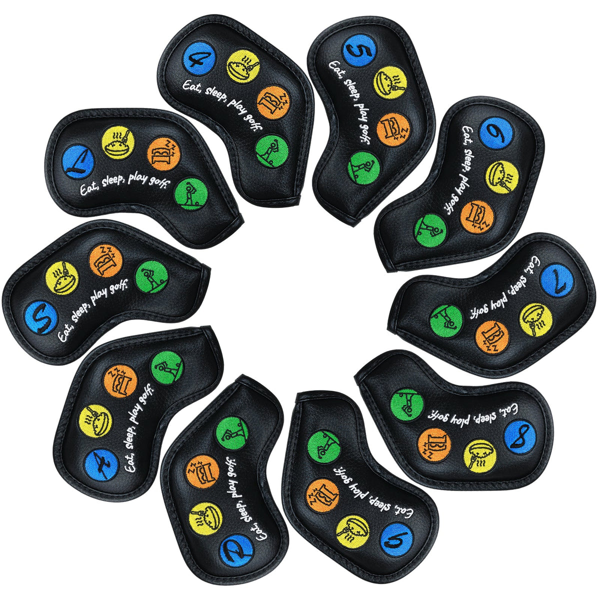 Eat,Shop,Play Golf Iron Cover 10pcs（4-9,P,A,S,L)