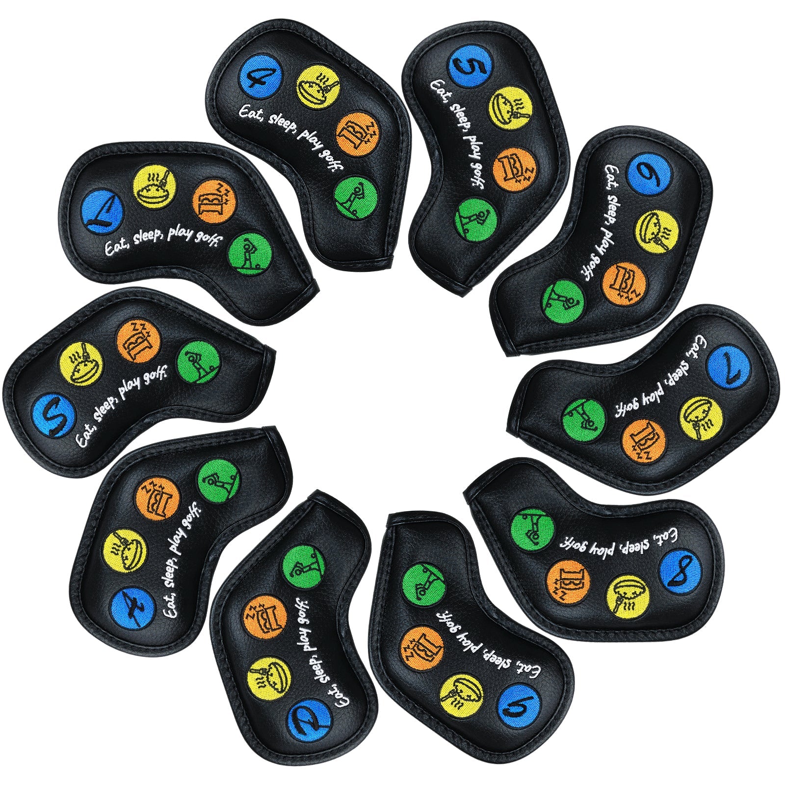 Eat,Shop,Play Golf Iron Cover 10pcs（4-9,P,A,S,L)