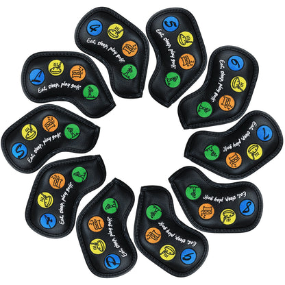 Eat,Shop,Play Golf Iron Cover 10pcs（4-9,P,A,S,L)