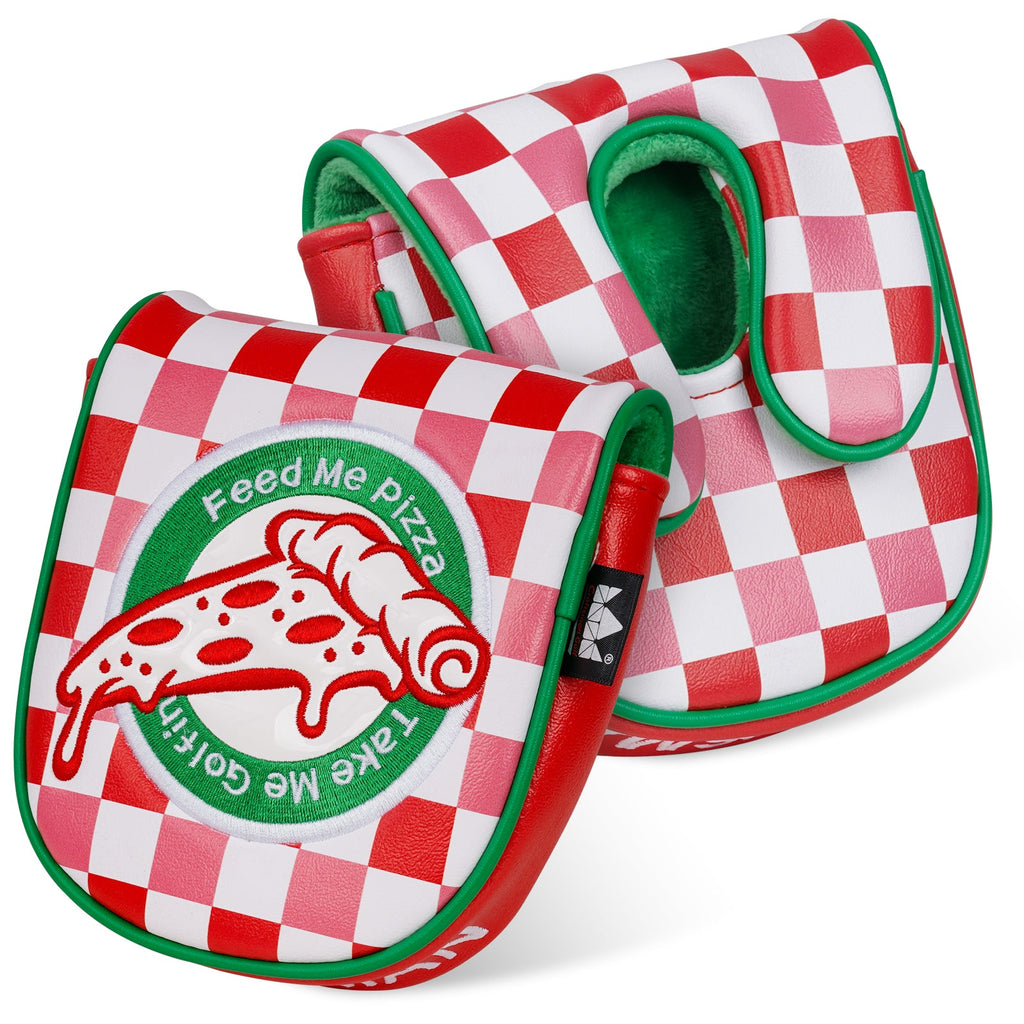 Red and White Plaid Pizza Putter Golf Headcover