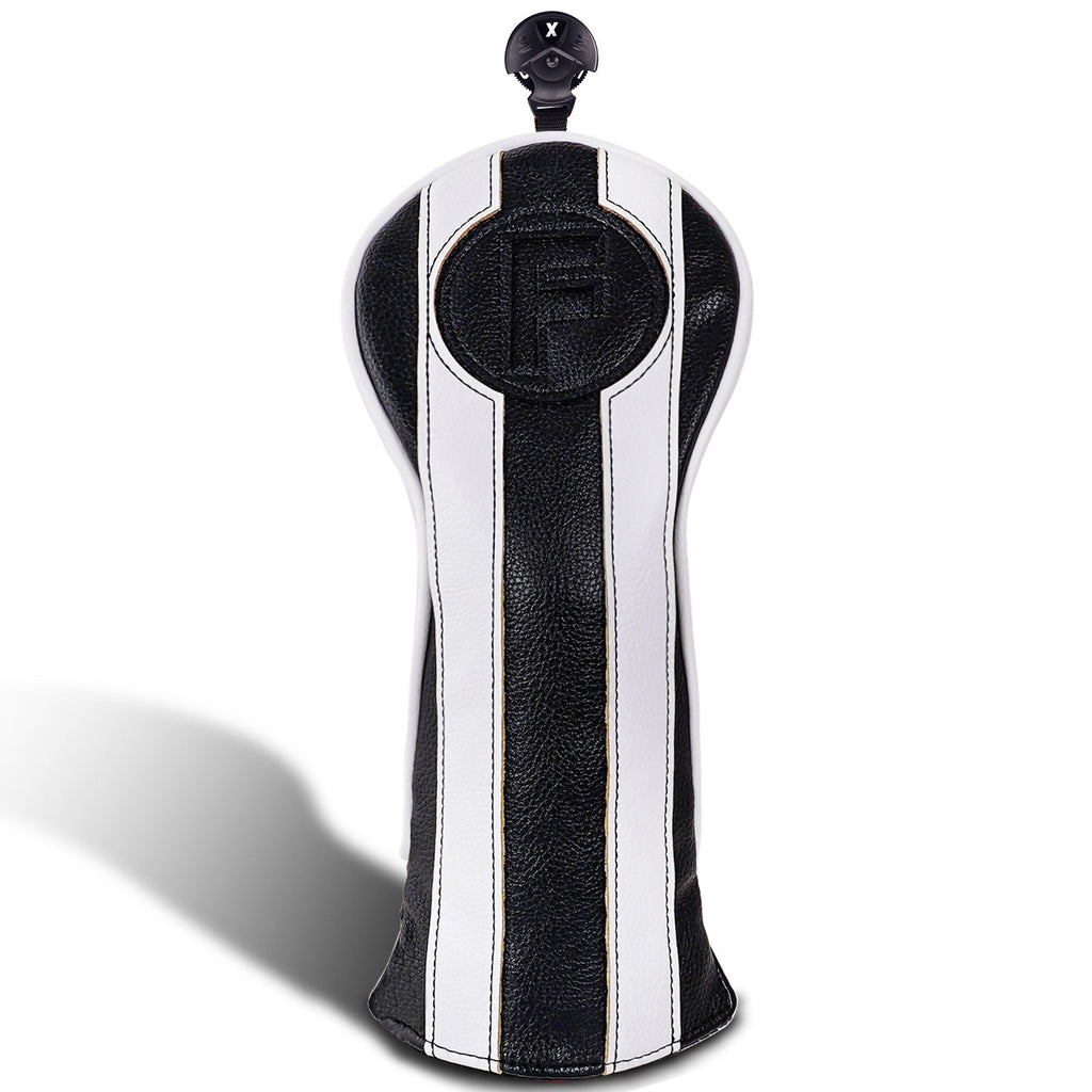 Black White PU Driver Head Cover Set
