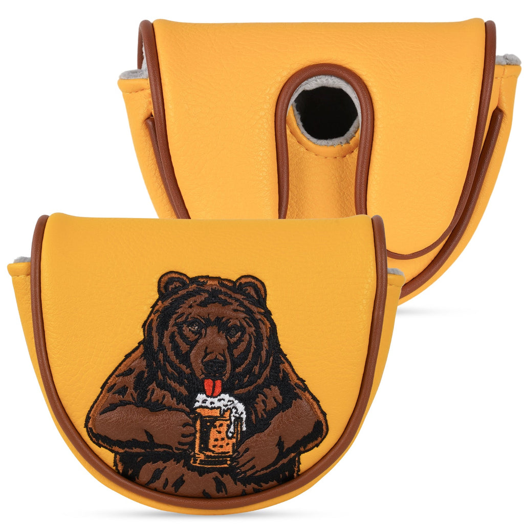 Dark Yellow Brown Bear Golf Headcover Set