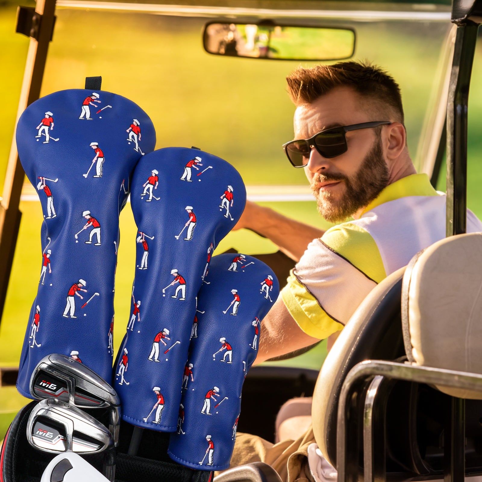 Blue Golfer Driver Head Cover Set