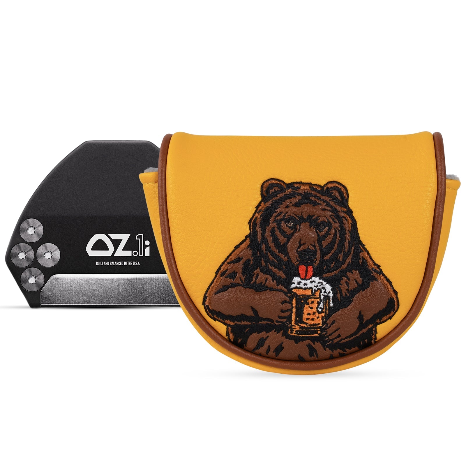Dark Yellow Brown Bear Golf Headcover Set