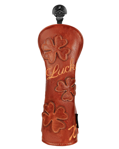 Brown LUCK Clover Golf Head Cover Set
