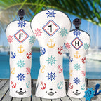 White Leather Rudder Wood Headcover Set