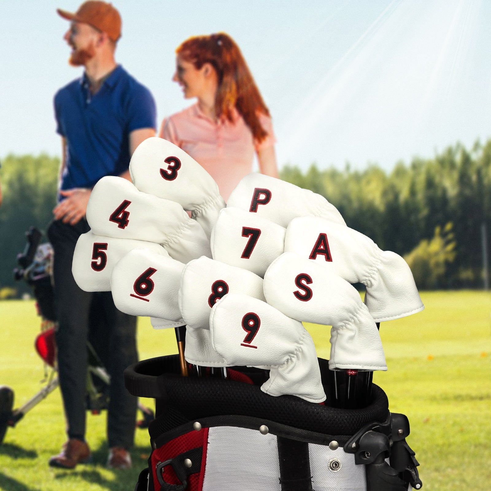 White Embroidery Numbers Iron Headcover set 10Pcs